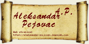 Aleksandar Pejovac vizit kartica